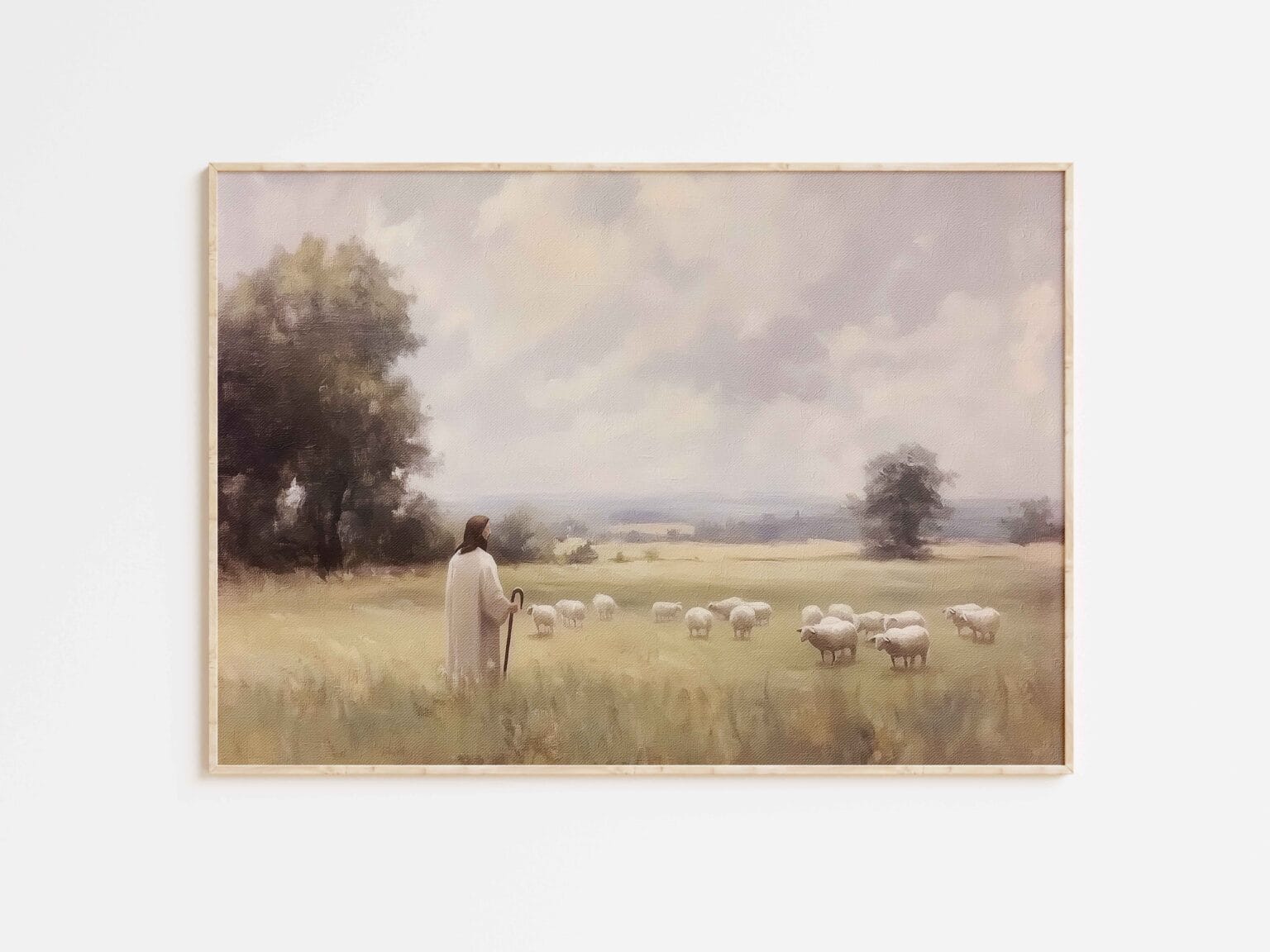 The Lord is my Shepherd Wall Art Illustration poster with a wooden frame