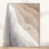 Thie Minimalist style Footprints in the sand wall art in neutral colors is an illustration of the poem, in the form of framed poster.