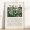 Full Chapter Psalm 139 Wall Art poster with vintage-style Landscape oil painting in a wooden frame