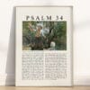 Full Chapter Psalm 34 Wall Art poster with vintage-style oil painting in a wooden frame