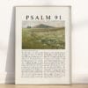 Full Chapter Psalm 91 Wall Art poster with vintage-style Landscape oil painting in a wooden frame