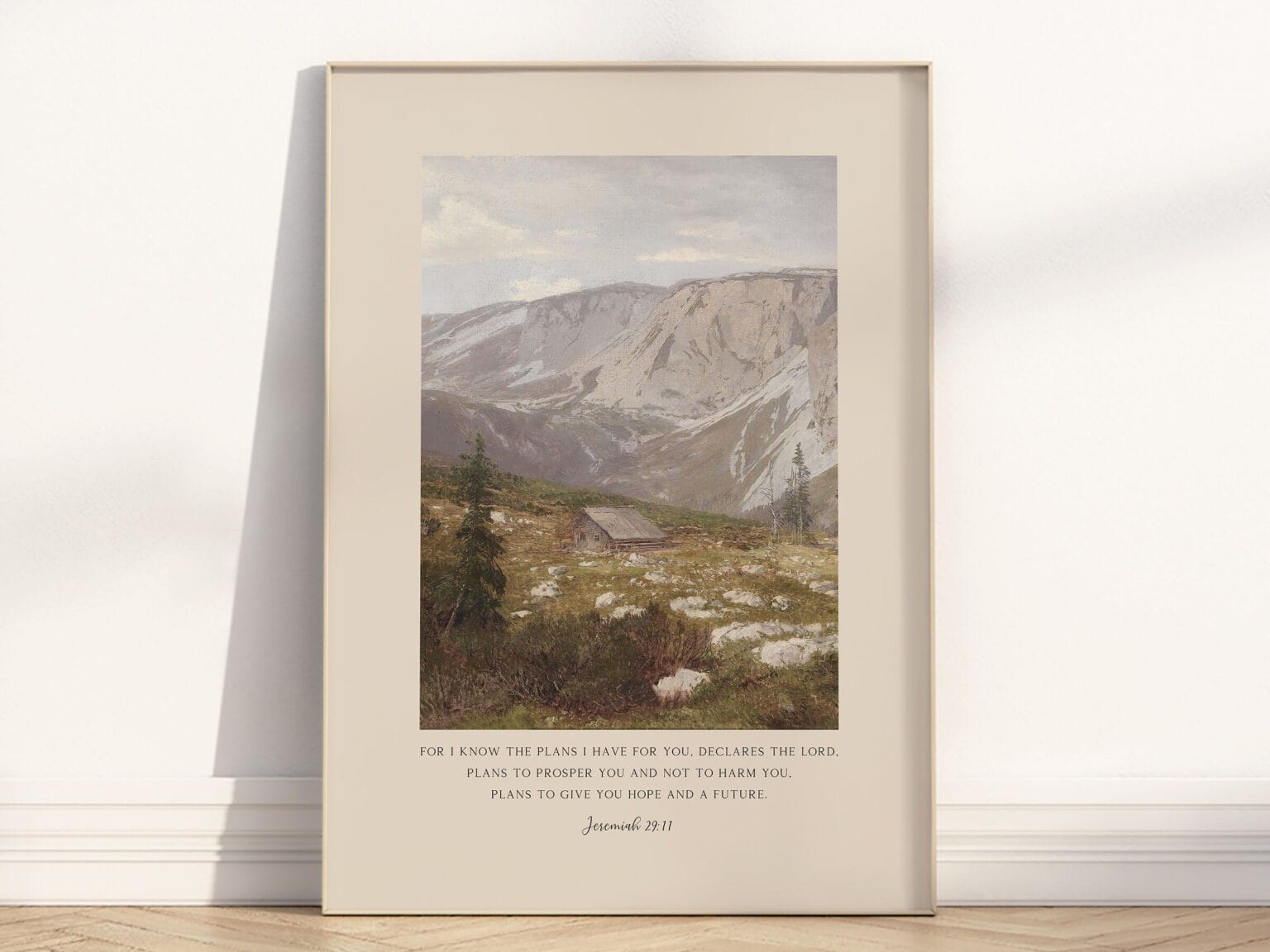 An Vintage Oil Painting featuring the bible verse from An Vintage Oil Painting featuring the bible verse from Jeremiah 29:11 Wall Art with wooden frame. Wall Art with wooden frame.