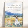 A dreamy flower field scene with a girl in a crown, paired with the empowering message: I am a daughter of the King — 2 Corinthians 6:18, in the form of framed poster.
