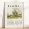 Psalm 23 Wall art full chapter vintage oil painting style in the form of framed poster Christian wall art