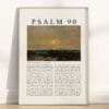 Full Chapter Psalm 90 Wall Art poster with vintage-style sea scape oil painting in a wooden frame