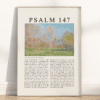 Full Chapter Psalm 147 Wall Art poster with vintage-style Landscape oil painting in a wooden frame