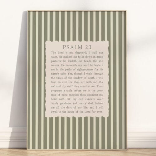 Psalm 23 Scripture wall art with vintage oil painting