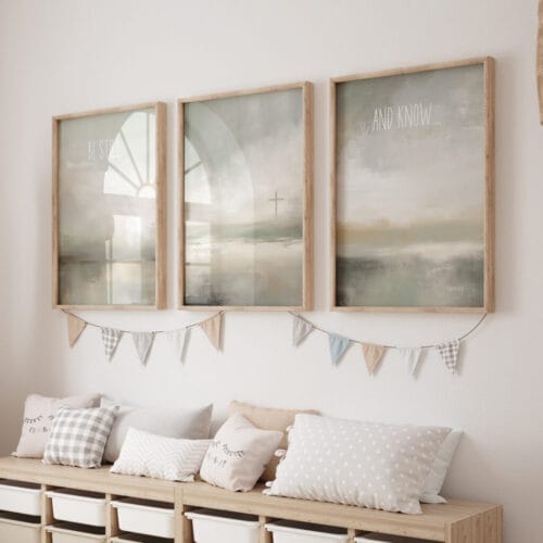 Alternative view of Set of 3 Be Still and Know Wall Art Print
