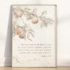 Vertical vintage watercolor artwork featuring Galatians 5:22-23. Elevate your space with this inspiring Fruit of the Spirit wall decor.