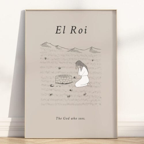 El Roi the god who sees hebrew name of God Modern minimalist pencil sketch bible illustration wall art