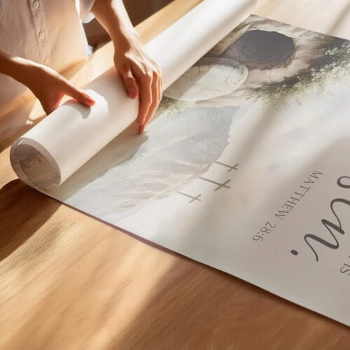 Alternative view of He Is Risen bible Verse Wall Art