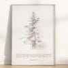 Isaiah 9:6 wall art with vintage Christmas tree sketch. A peaceful Christian scripture print celebrating the true meaning of Christmas.