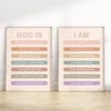 Inspire your little one with our Christian girl affirmation wall art—boho pink designs to remind her of her identity in Christ.
