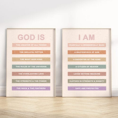 Inspire your little one with our Christian girl affirmation wall art—boho pink designs to remind her of her identity in Christ.