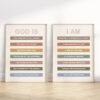 Inspire your little one with our Christian boy affirmation wall art—boho rainbow designs that remind him of his identity in Christ.