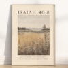 Neutral vintage wildflower artwork with Isaiah 40:8 Bible verse wall art. Elevate your space with this Christian Bible verse wall art.