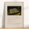 Bring a touch of vintage charm and spiritual elegance to your home with this 10 Commandments wall art – a restored still life painting.
