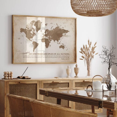 Alternative view of The Great Commission Vintage World Map