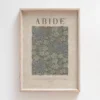 Embrace faith and rustic charm with this dark greenish blue abide wall art inspired by John 15:5 Scripture.