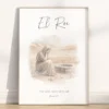 Elegant El Roi The God who sees me wall art featuring Hagar by the well in the desert. A scripture print from Genesis 16:13 for peaceful Christian home decor.