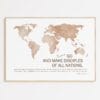 The Great Commission Wall Art (Beige) featuring Matthew 28:19-20 with a watercolor world map in large format.
