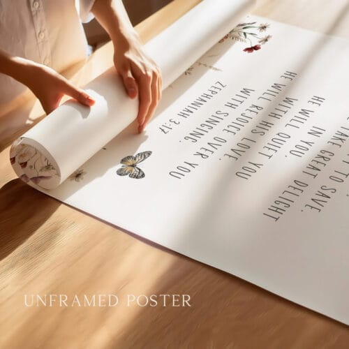 Alternative view of Zephaniah 3:17 Floral Wall Art Print