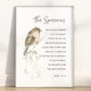 Watercolor Christian wall art of Matthew 10:29-31 The Sparrows. A gentle reminder of God’s care and worth. Perfect for peaceful, scripture home décor.