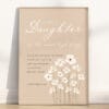 This modern Christian Girl Nursery wall art with daisies features the Bible verse from 2 Corinthians 6:18, perfect for girl nursery, dedication, or baptism.