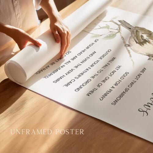 Alternative view of Matthew 10:29-31 The Sparrows Wall Art Print