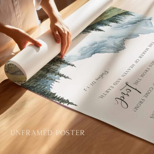Alternative view of Psalm 121:1-2 Wall Art - Christian Watercolor print