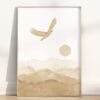Isaiah 40:31 scripture quote wall art in warm beige tones with eagle and sunrise. A modern Christian print of hope, strength, and peaceful encouragement.
