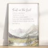 Proverbs 3:5-6 wall art in a soft watercolor mountain scene. “Trust in the Lord…” Christian decor for home, nursery, or office. A peaceful reminder to lean on God.