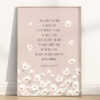 Zephaniah 3:17 nursery wall art featuring soft daisy design and comforting scripture. A Christian poster, canvas, or digital print for gentle faith decor.