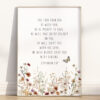 Zephaniah 3:17 floral wall art with watercolor flowers and scripture. A faith-filled Christian poster, canvas, or digital print for home or nursery decor.