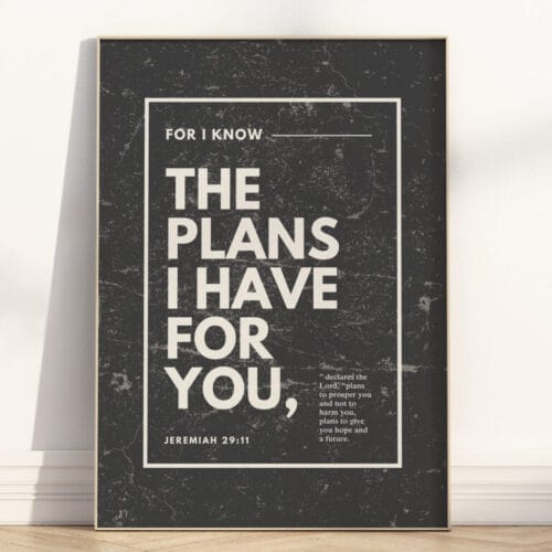 Add inspiration to your space with this Jeremiah 29:11 Minimalist Wall Art. A modern Christian print with vintage retro charm and uplifting Scripture.