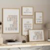 Christian nursery gallery wall art set of 5 with scripture and hymn prints. A pastel, gender-neutral faith collection for baby room or Sunday School decor.