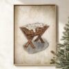 This Christmas Manger Scene Wall Art features a cozy watercolor nativity with Baby Jesus in the hay—perfect for peaceful holiday or scripture home decor.