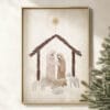 This Watercolor Nativity Print features a rustic manger scene with Mary, Joseph, and Baby Jesus—perfect for peaceful and elegant Christmas decor.