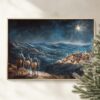 This Three Wise Men painting captures the Magi beneath the Star of Bethlehem—a striking nativity scene for Christmas and religious home decor.