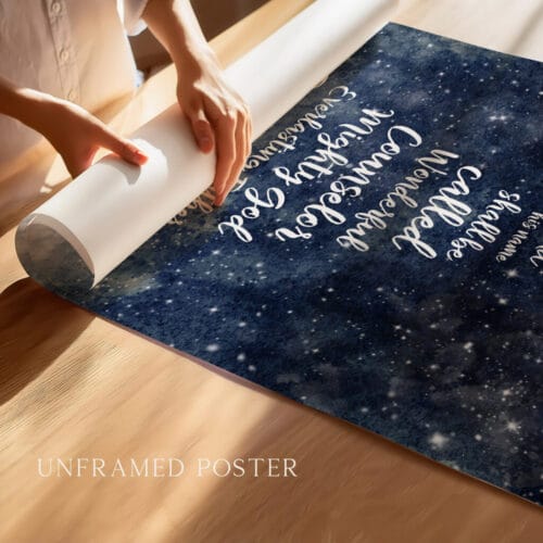 Alternative view of Isaiah 9:6 Blue Christmas Wall Art Print