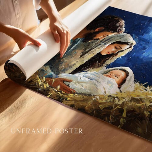 Alternative view of Christmas Nativity Scene Wall Art Oil Painting
