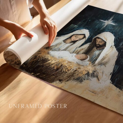 Alternative view of Baby Jesus Painting Print – Nativity Scene Wall Art