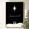 Celebrate the season with Immanuel God with us Christmas Wall Art featuring a nativity scene, Matthew 1:23 scripture, and minimalist Christian design.
