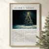 O Holy Night Christmas Hymn Wall Art features carol lyrics and a winter tree landscape in a vintage oil painting style. Available as print or digital download.