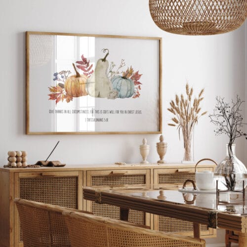 Alternative view of Give Thanks Scripture Print Wall Art