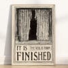 Torn Veil Easter Wall Art featuring vintage-style engraving and scripture from John 19:30 and Matthew 27:51.