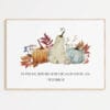 Give Thanks Scripture Print with 1 Thessalonians 5:18 in warm autumn watercolor style. Perfect Bible verse wall art for Thanksgiving or year-round.