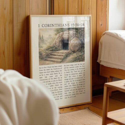 Alternative view of 1 Corinthians 15 Empty Tomb Art Easter Print