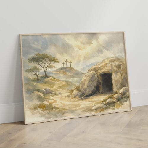 Alternative view of He Is Risen Empty Tomb Wall Art