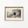 He Is Risen poster- Matthew 28:6 empty tomb with crosses Christian wall art print